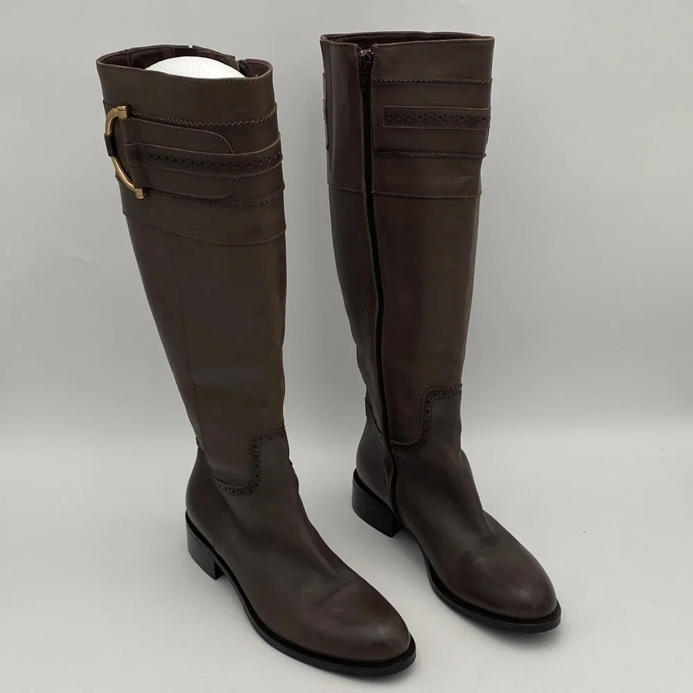 Cordani Brown Over the Knee Boots riding women 8.5 casual retro fall winter lux